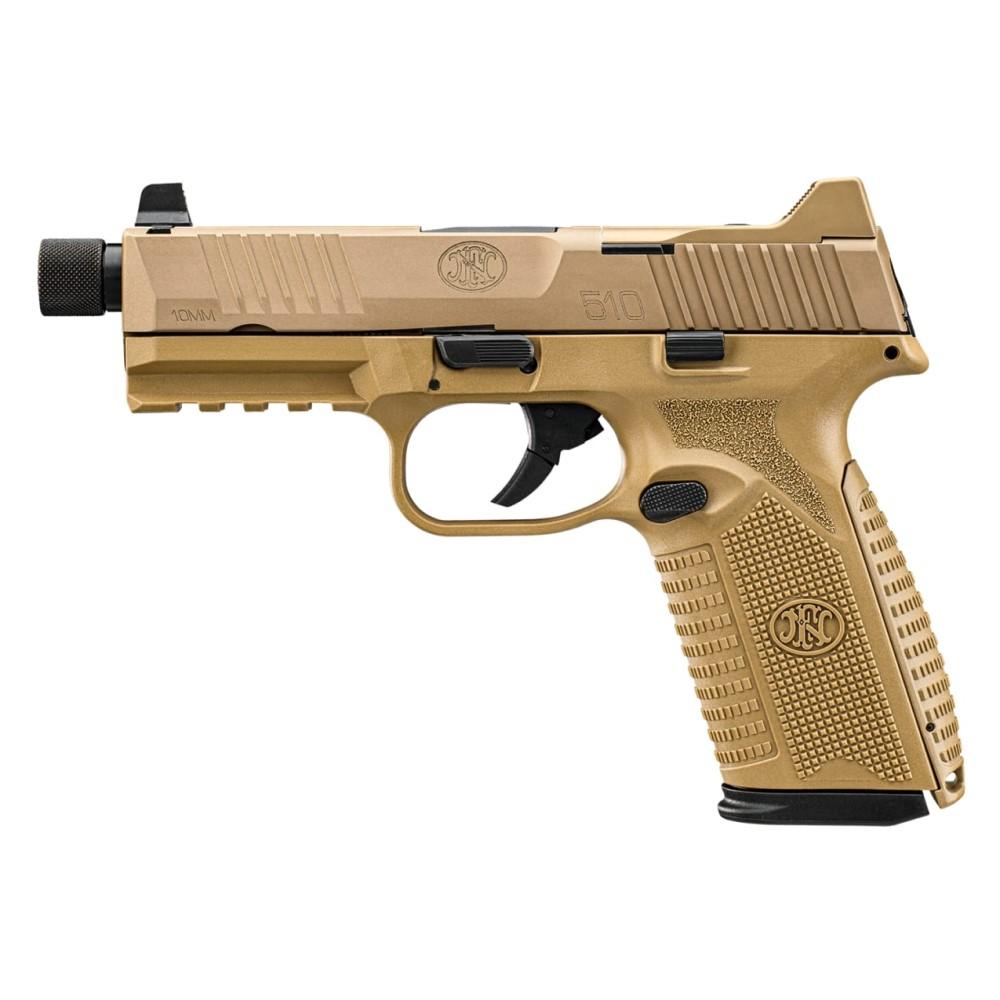 FN 510 Tactical Handgun 10mm 10rd Magazines (2) 4.71" Threaded Barrel FDE NMS Night Sights Picture of FN USA FN 510 T NMS 10MM FDE/FDE NS 2X10RD