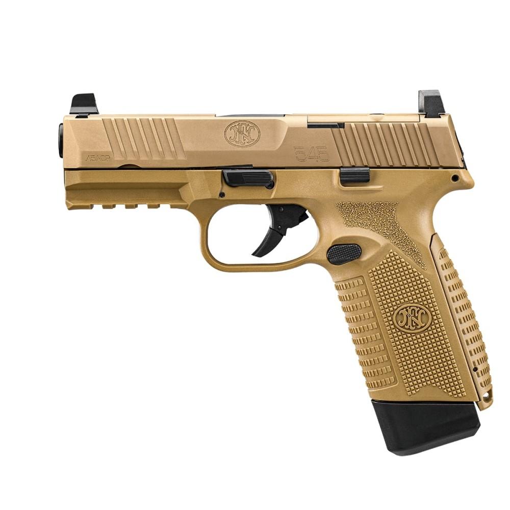 FN 545 MRD NMS Handgun .45 ACP 10rd Magazines (2) 4.1" Barrel FDE Picture of FN USA FN 545 MRD NMS FDE/FDE D .45ACP (2) 10rd Mags