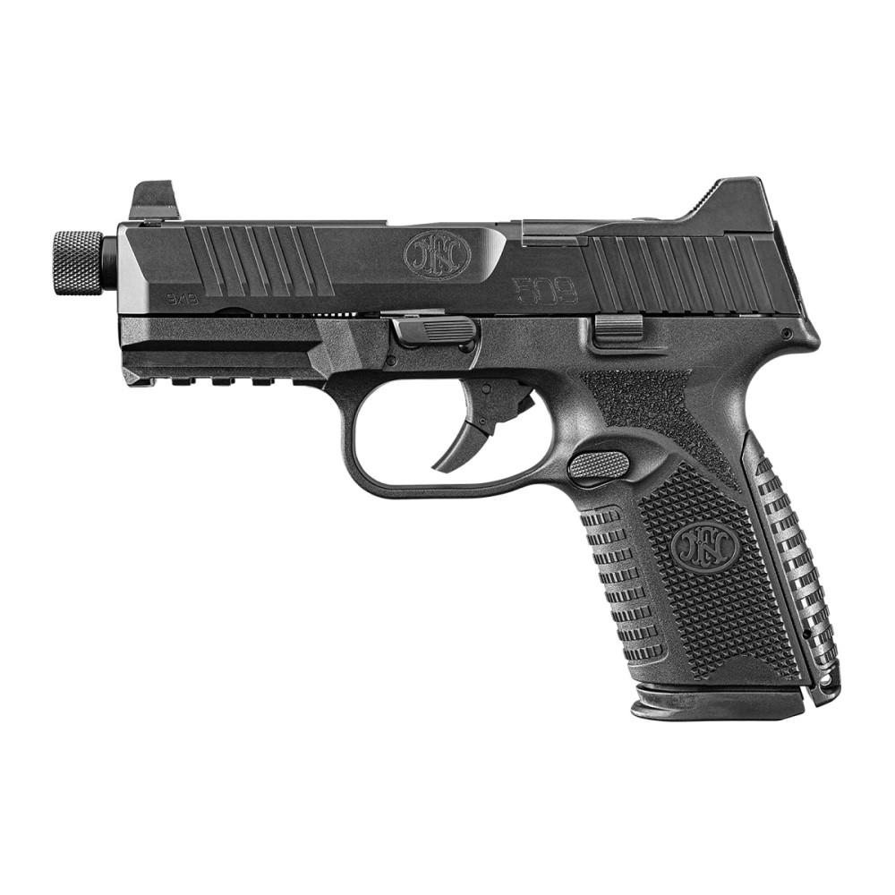 FN 509M Tactical Bundle Handgun 9mm Luger 15rd (1) & 24rd (4) Magazines 4.5" Threaded Barrel Black Optics Ready Picture of FN USA FN 509M Midsize Tactical 9mm BLK/BLK - (1)15rd & (4)24rd mags