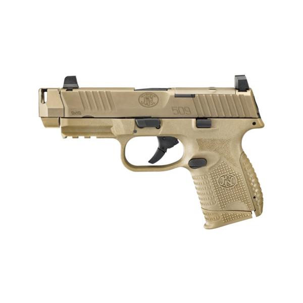 FN 509 Compact MRD w/Compensator FDE Handgun 9mm Luger 10rd(2) Magazine 4.02" Barrel Picture of FN USA FN 509 Compact MRD FDE 9mm (2) 10rd Mag