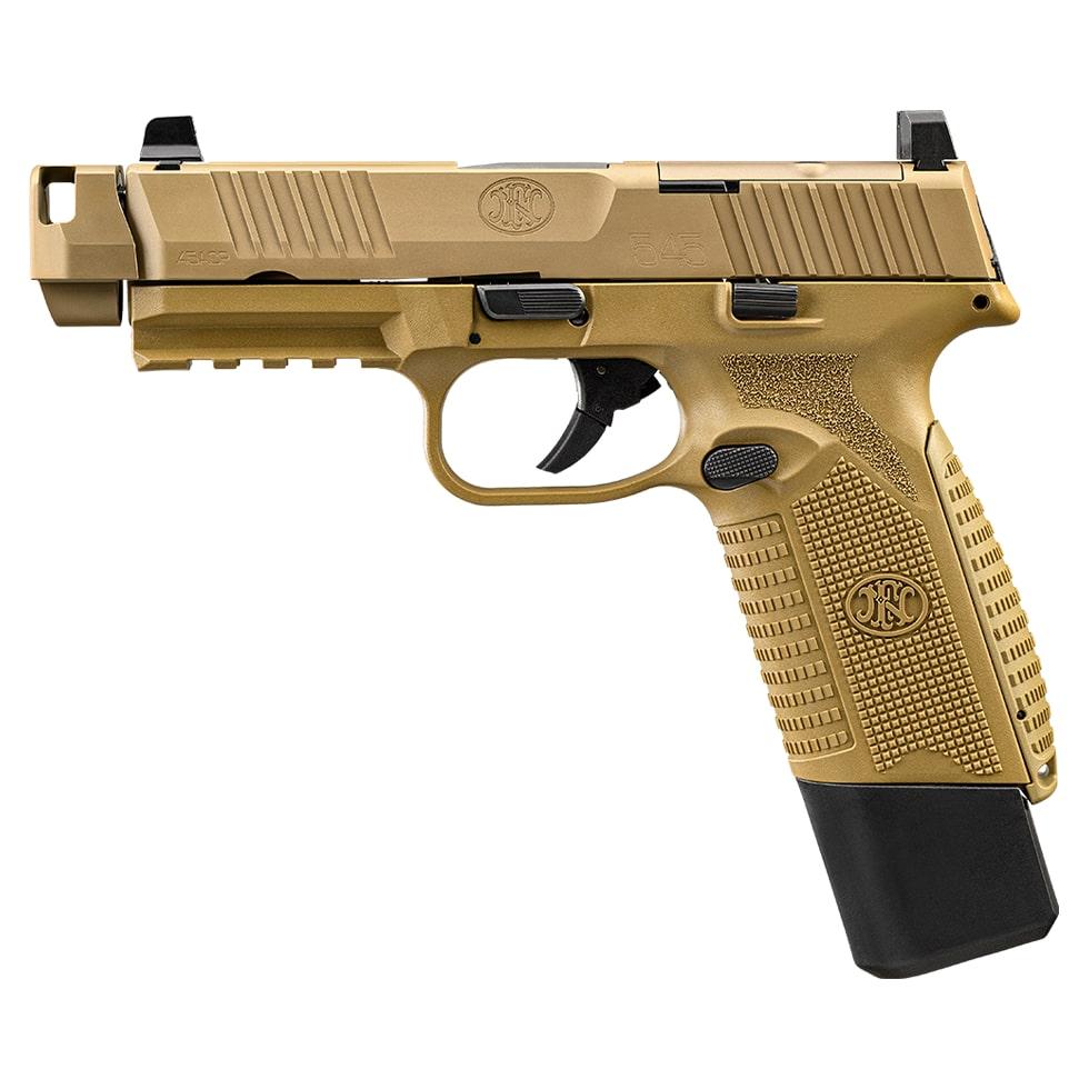 FN 545 MRD Comp Handgun 45 Auto 15rd Magazines(2) 4.43" Barrel FDE Finish Picture of FN USA FN 545 MRD COMP FDE/FDE 2X15