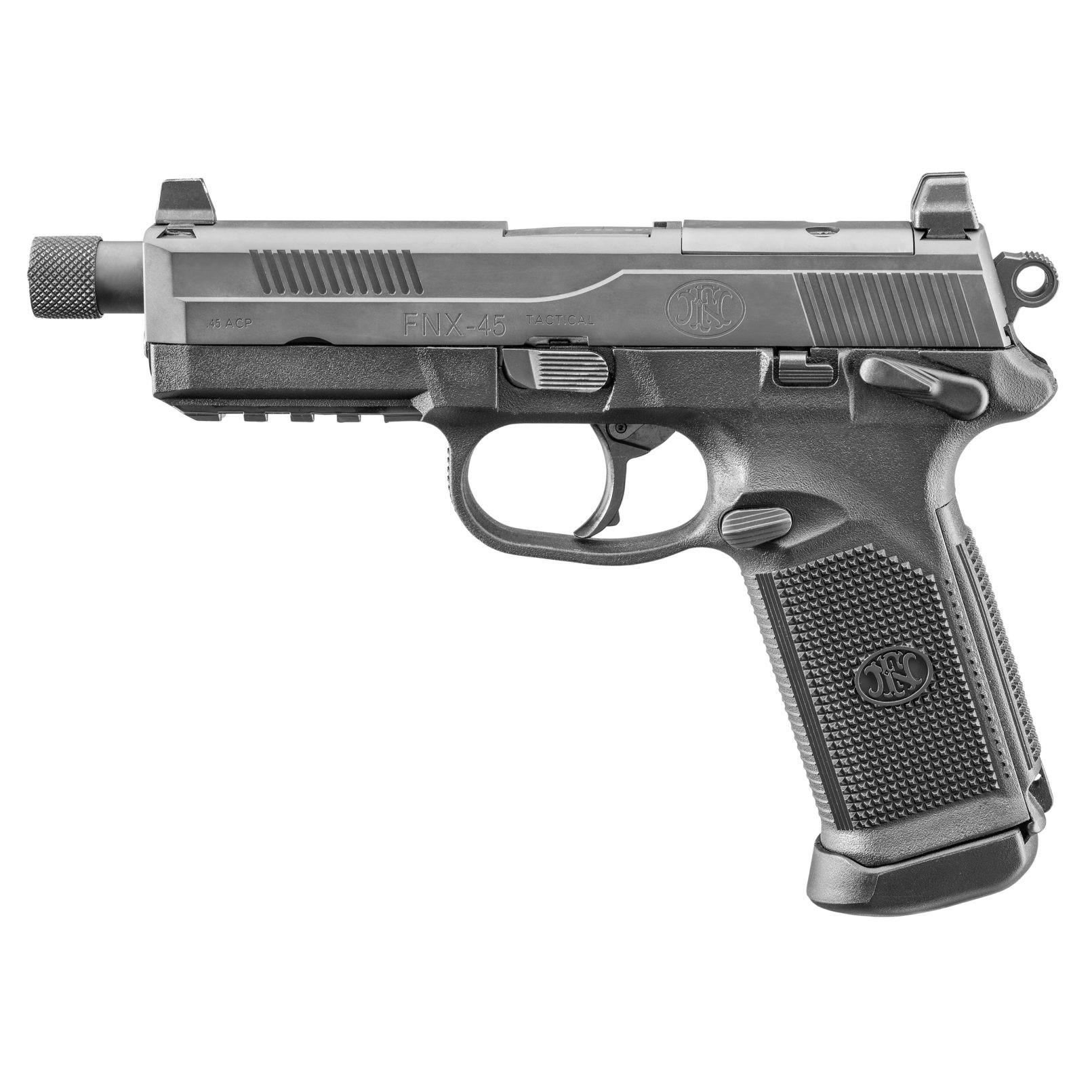FN FNX-45 Tactical Handgun .45 ACP 15rd Magazines (2) 5.3" Threaded Barrel Black Night Sights Picture of FN USA FNX-45T BLK/BLK NS 45ACP 2X15 RD