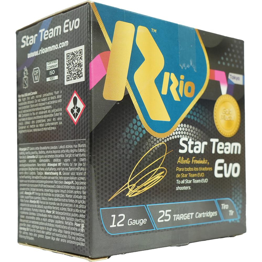 Rio Star Team EVO Shotshells 12ga 2-3/4" 1oz #8 1280 fps 25/ct Picture of Rio Outdoors Corp Star Team EVO 12GA 2 3/4" MAX 1oz #8 1280 FPS