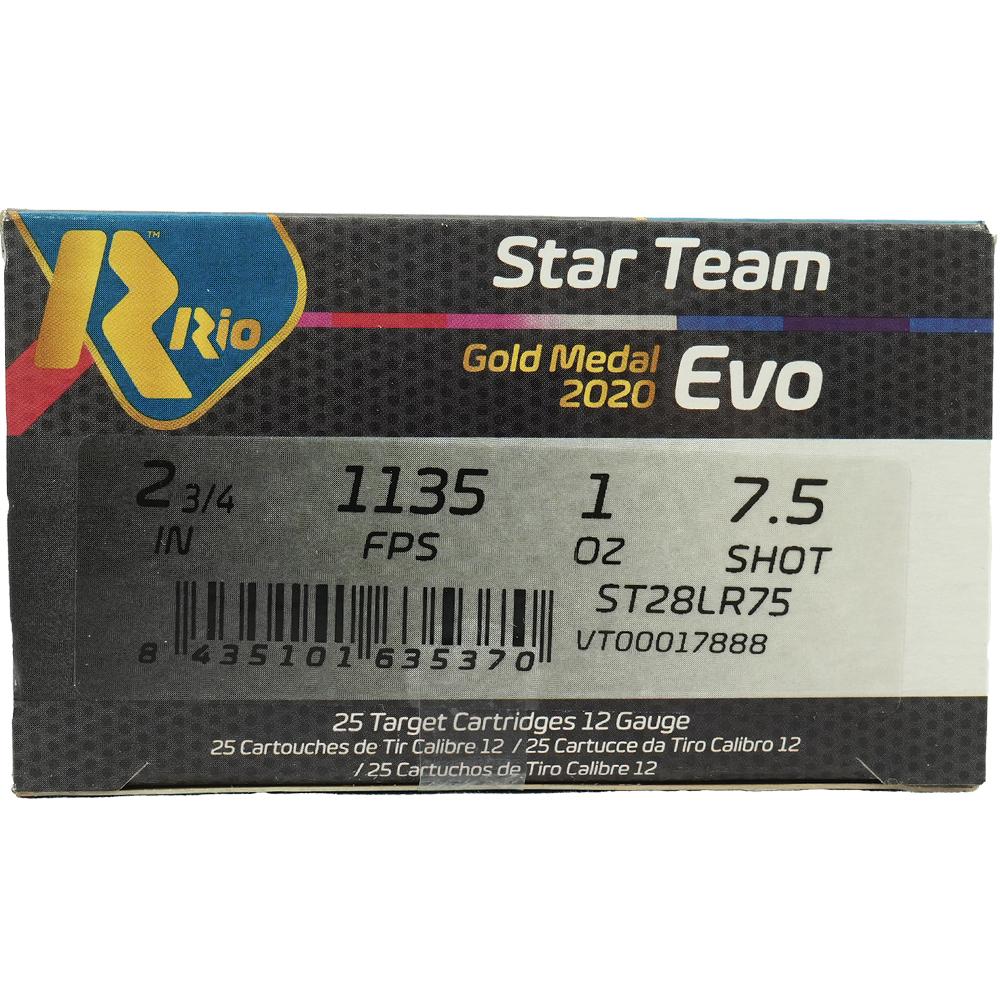 Star Team EVO HV 32 Low Recoil Shotshells 12ga 2-3/4" 1-1/8oz 1150 fps #7.5 25/ct Picture of Rio Outdoors Corp Star Team EVO 32 Low Recoil 12ga 2-3/4" 1150fps 1-1/8oz #7.5