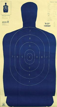 Speedwell Official NRA Police Qualification Silhouette Police Silhouette - Blue 50 yd. 100/Pack Picture of Speedwell Targets B-27 SLHTT FS 35X45 100/BLUE