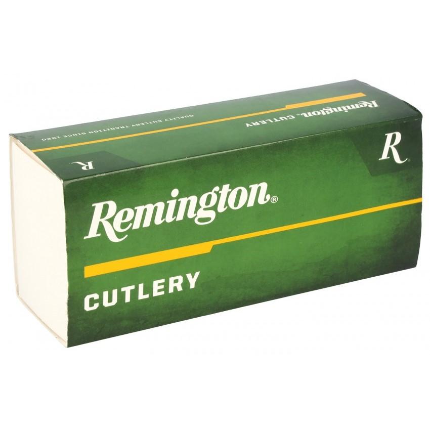 Remington Hunter Folding Knife 4" Trailing Point Blade Green Picture of Remington Arms Co. Inc. REMINGTON HUNTER D2 TRAILING POINT FOLDER 4in BLK LTHR SHEATH KNIFE