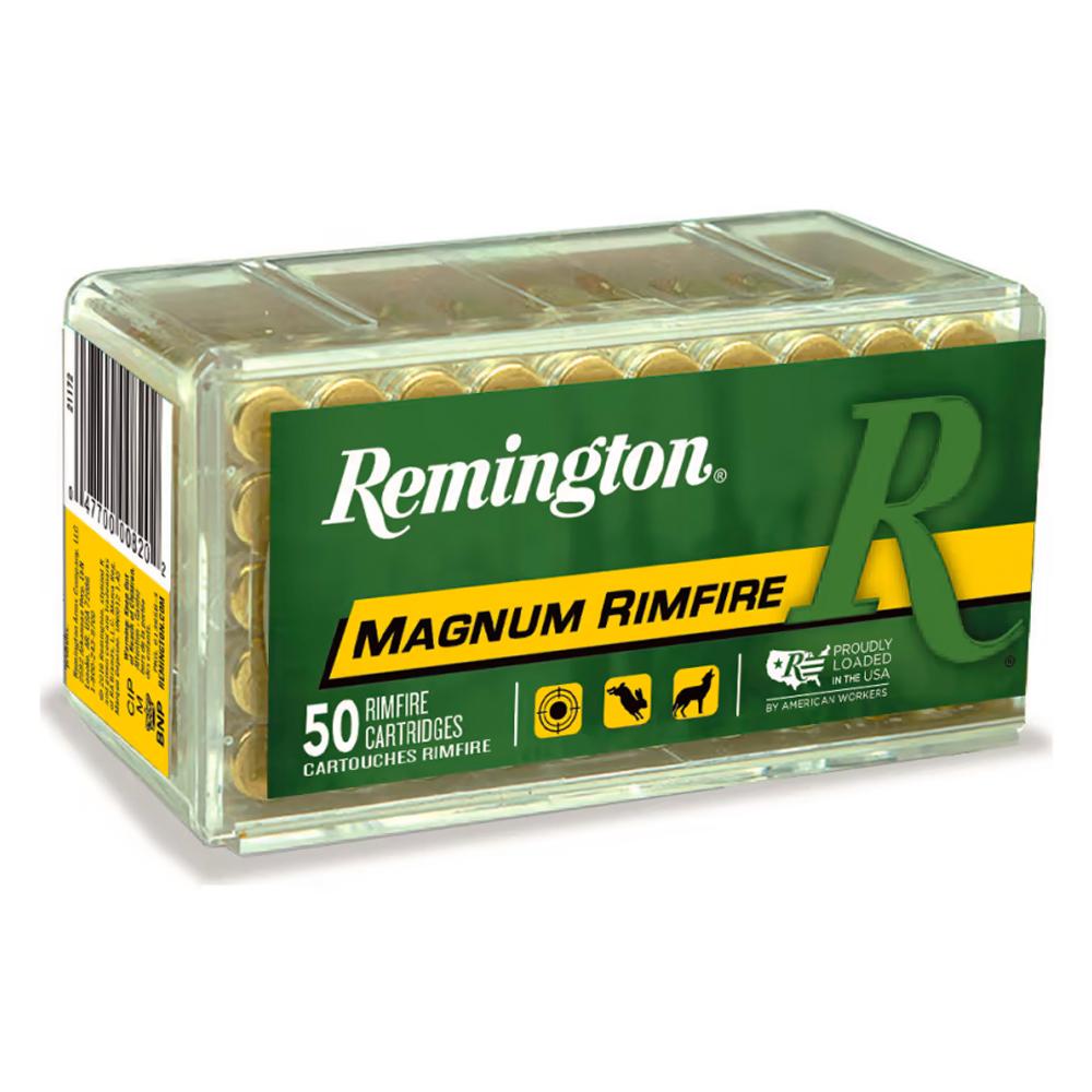 Remington Magnum Rimfire Ammunition .17 HMR 20gr PSP 2375 fps 50/ct Picture of Remington Arms Co. Inc. REMINGTON 17 HMR 20GR PSP MAGNUM RIMFIRE AMMO 50RD