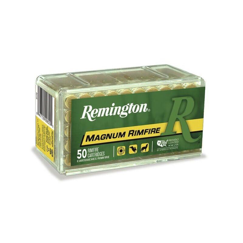 Remington Magnum Rimfire Ammunition .22 WMR 40 gr JHP 1910 fps 50/ct Picture of Remington Arms Co. Inc. REMINGTON 22 WIN MAG 40GR JHP AMMO 50RD