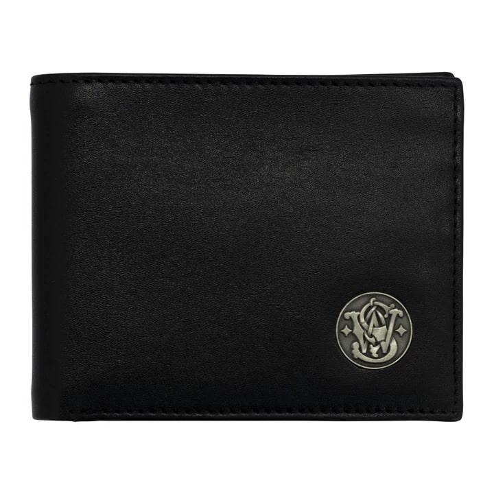 Smith & Wesson Bifold Wallet Black Picture of Rugged Rare S&W - Mens Bi-Fold Wallet-Black