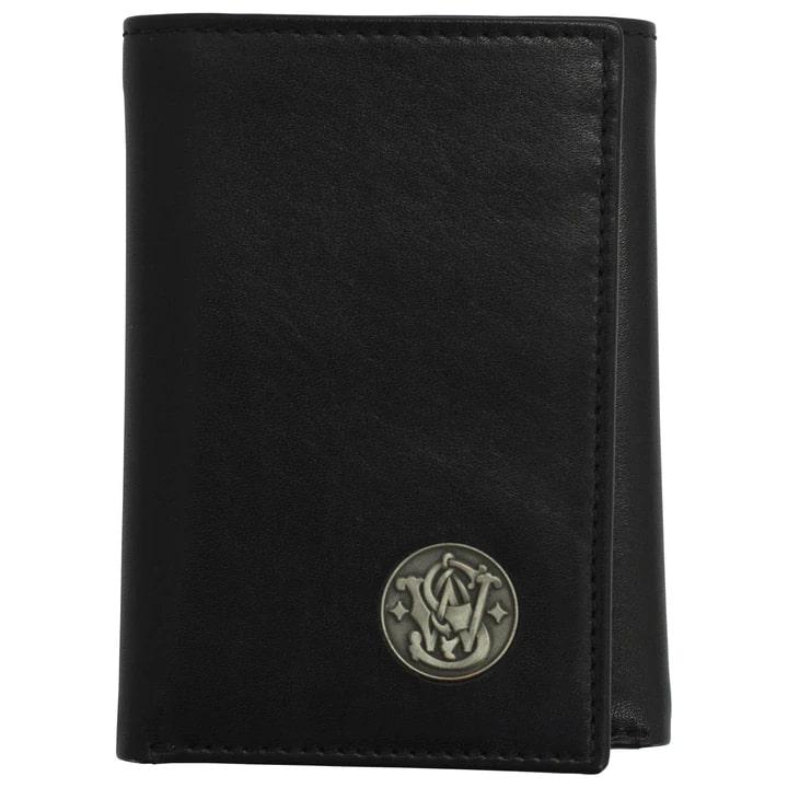 Smith & Wesson Tri-Fold Wallet Black Picture of Rugged Rare S&W - Mens Tri-Fold Wallet-Black