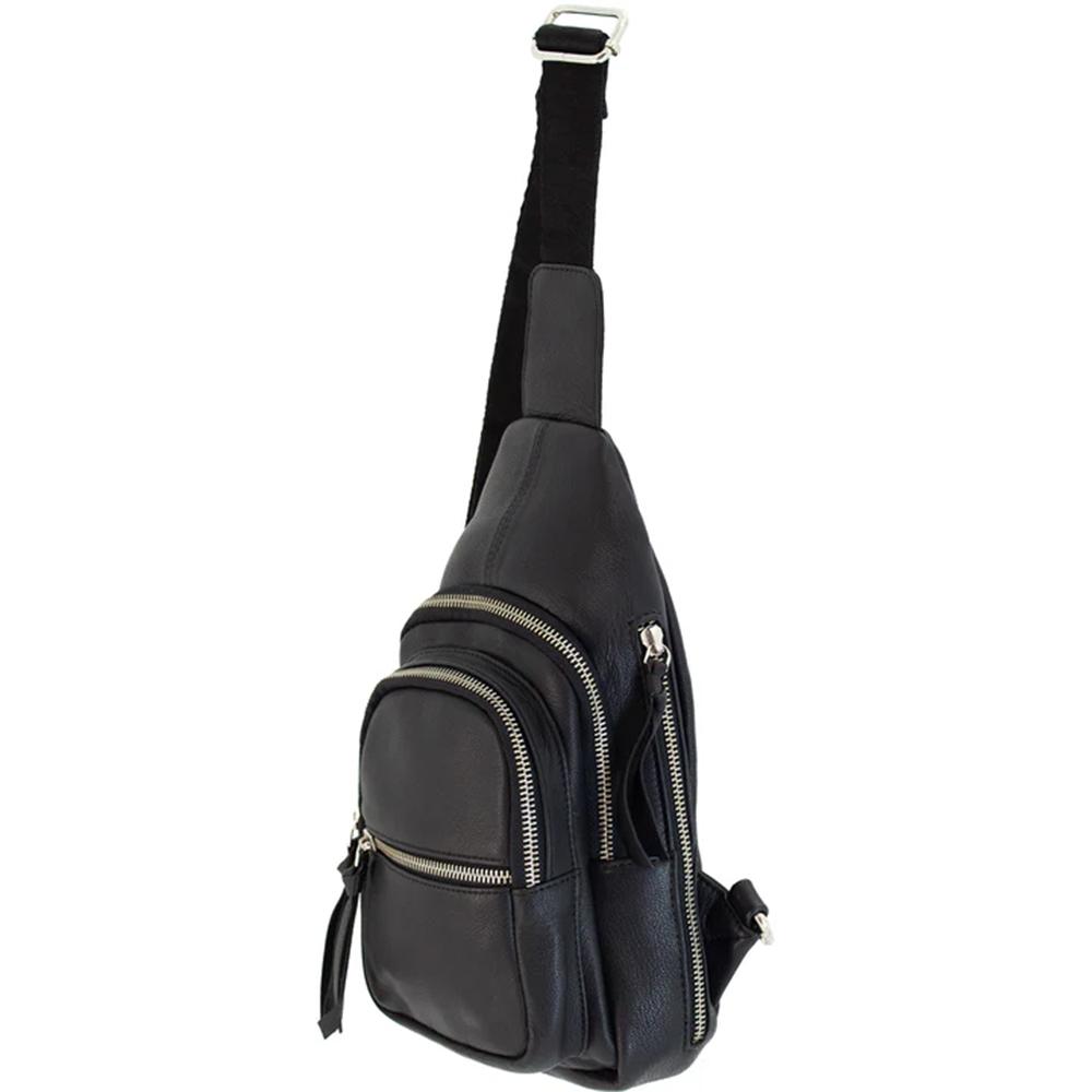 Smith & Wesson Concealed Carry Purse Sling Bag Black Picture of Rugged Rare Smith & Wesson Leather CCW Sling Bag - Black