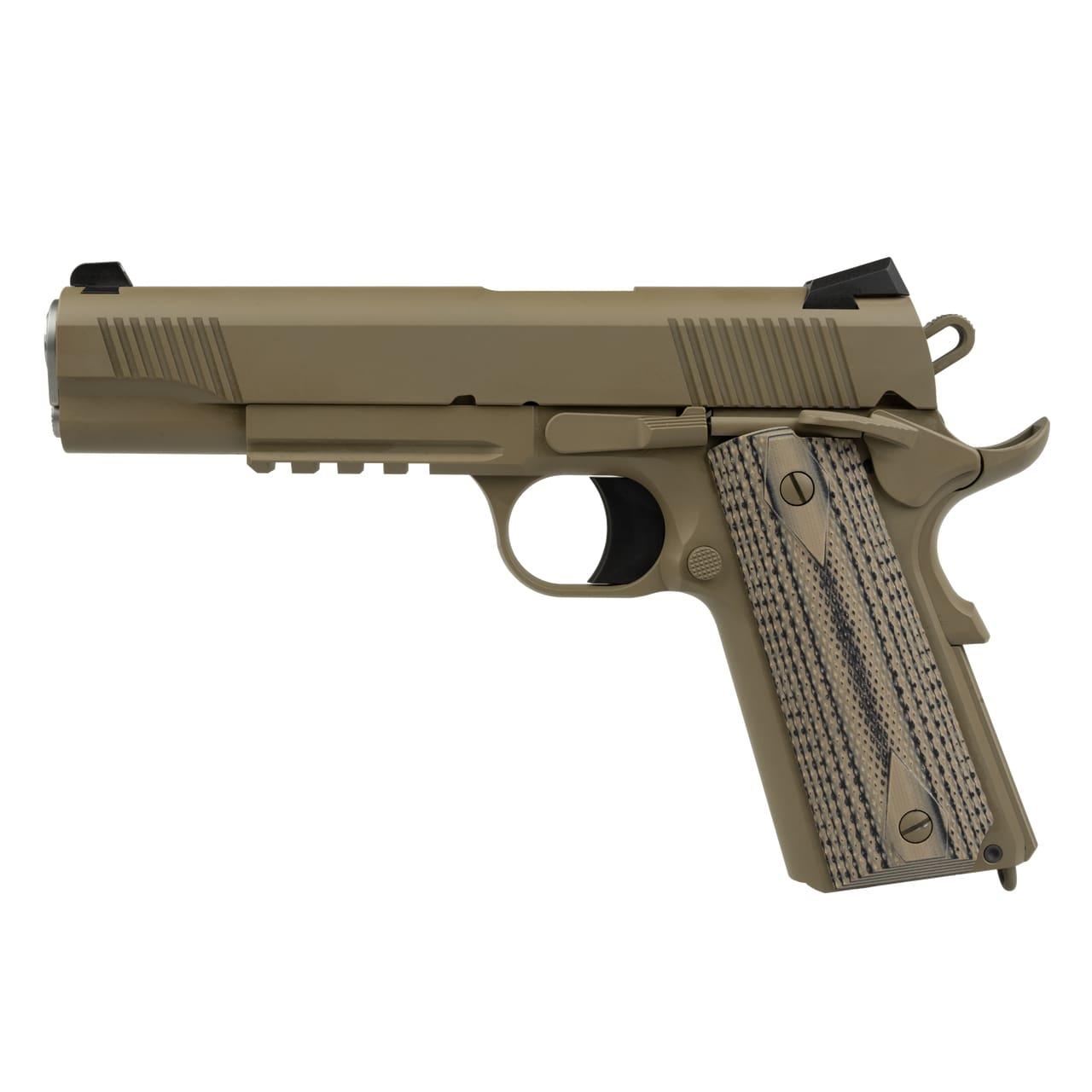 SDS Imports Tisas 1911 Raider B45R Handgun .45 Auto 8rd Magazine 5" Barrel FDE Cerakote G10 Grips Picture of SDS Arms 45ACP 5" Tisas 1911 Raider Cerakote FDE Enhanced Features Rail G10 Grips