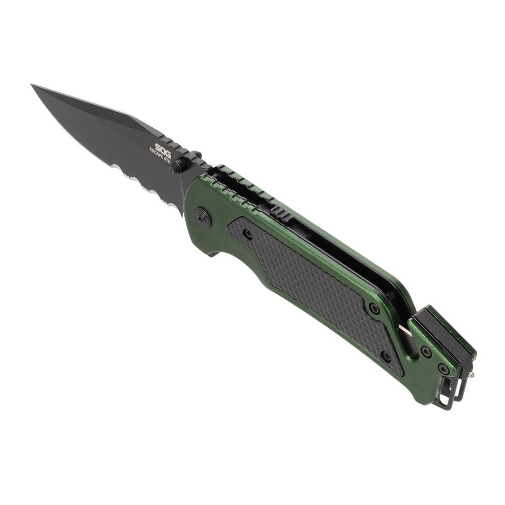 SOG Knives Escape 2.0 Folding Knife 3-2/5" Semi Serrated Clip Point Blade OD Green Blister Picture of Sog Specialty Knives Inc. SOG ESCAPE ATK 2.0 / BLISTER PACK