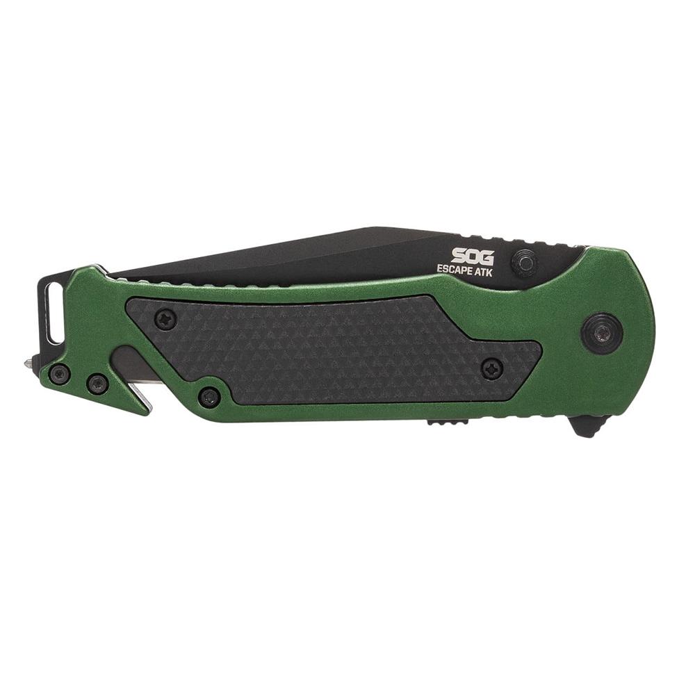 SOG Knives Escape 2.0 Folding Knife 3-2/5" Semi Serrated Clip Point Blade OD Green Blister Picture of Sog Specialty Knives Inc. SOG ESCAPE ATK 2.0 / BLISTER PACK