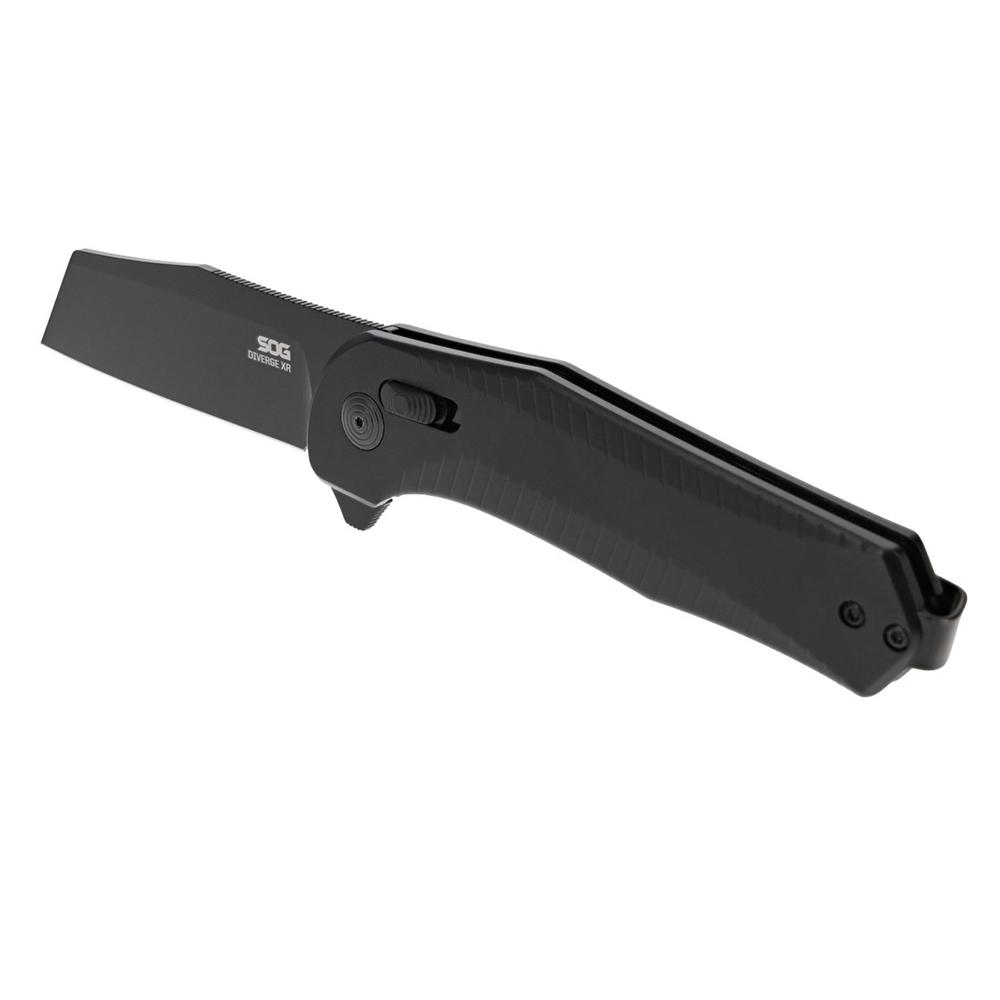 SOG Knives Diverge XR Folding Knife 3" Sheepsfoot Blade Black Blister Pack Picture of Sog Specialty Knives Inc. SOG KNIFE 2.9in Blade DIVERGE XR / BLACK + BLACK / BLISTER PACK FOLDING