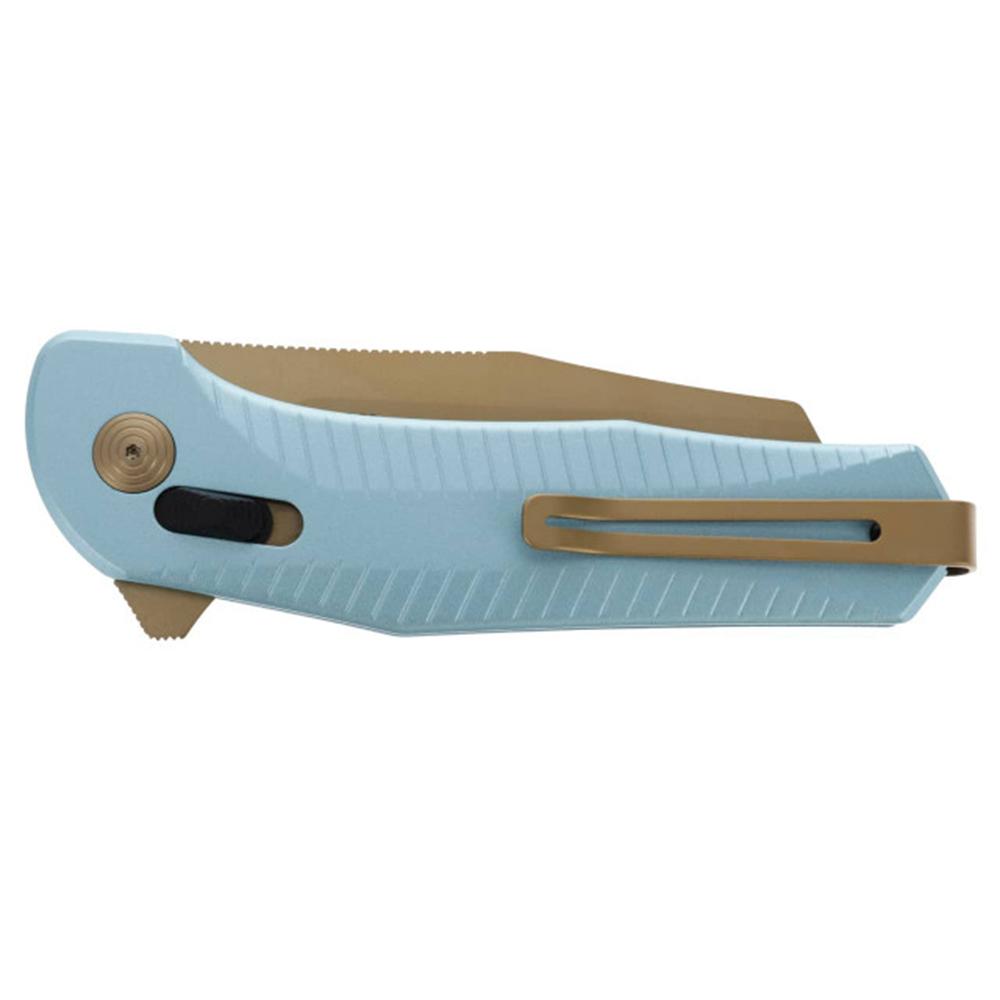 SOG Knives Diverge XR Folding Knife 3" Sheepsfoot Blade Gold and Light Blue Blister Pack Picture of Sog Specialty Knives Inc. SOG KNIFE 3.4in Blade DIVERGE XR / LIGHT BLUE + GOLD BLISTER PACK FOLDING