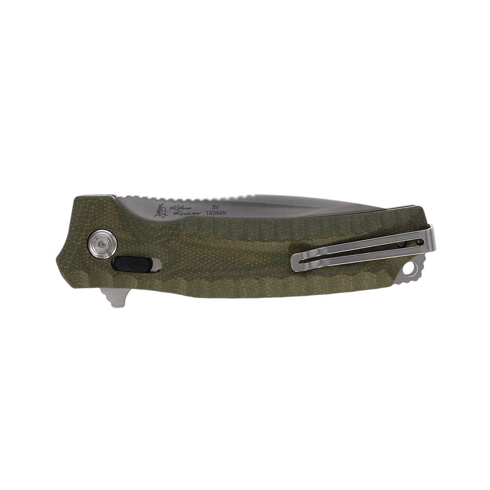SOG Knives Hidaka XR Folding Knife 4" Modified Tanto Blade Olive Box Picture of Sog Specialty Knives Inc. SOG KIKU XR 4'' BLADE CRYO 3V MICARTA HANDLE BOX