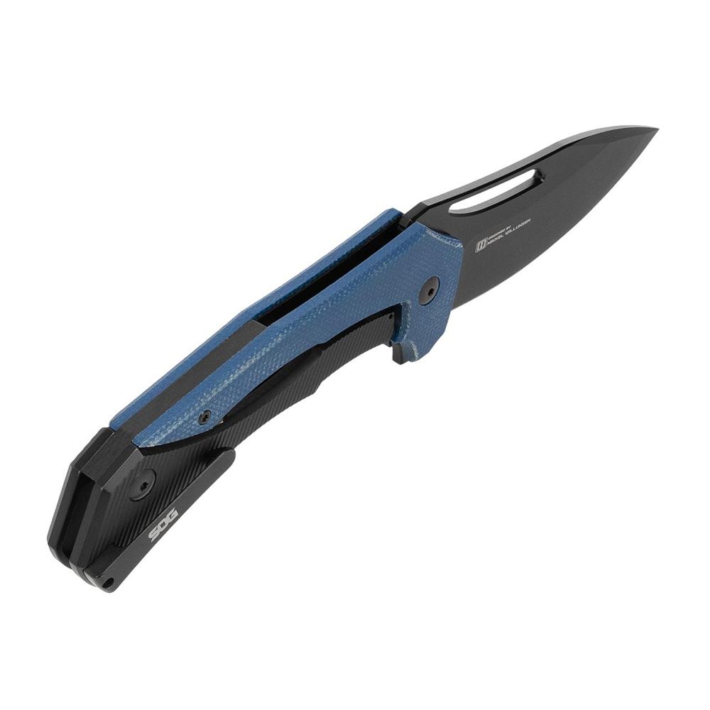SOG Knives Bulwark FLK Folding Knife 3" Drop Point Blade Blue Presentation Box Picture of Sog Specialty Knives Inc. SOG KNIFE 3.4in Blade BULWARK FL / BLUE + SATIN / PRESENTATION BOX FOLDING