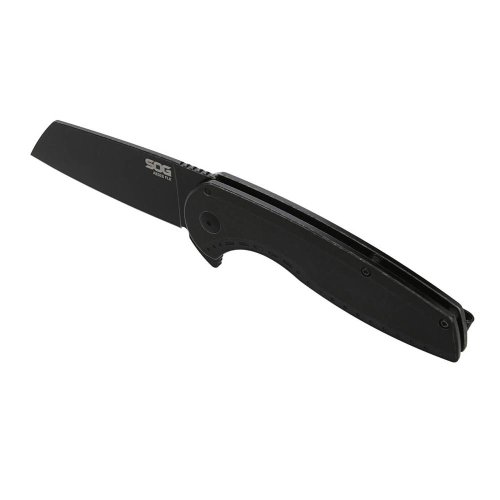 SOG Knives Aegis FLK 2.0 Folding Knife 3-1/4" Wharncliffe Blade Black Blister Picture of Sog Specialty Knives Inc. SOG AEGIS FLK 2.0 3.5'' WHARNCLIFFE BLADE BLISTER PACK BLACK PVD