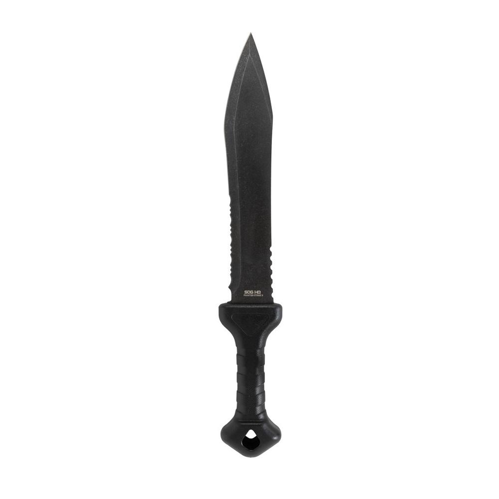 SOG Phantom Strike II Machete Fixed Knife 12-3/5" Spear Point Blade Black Picture of Sog Specialty Knives Inc. SOG PHANTOM STRIKE MACHETE II / HQ EDITION / 12.6'' BLACK STONEWASH BLADE