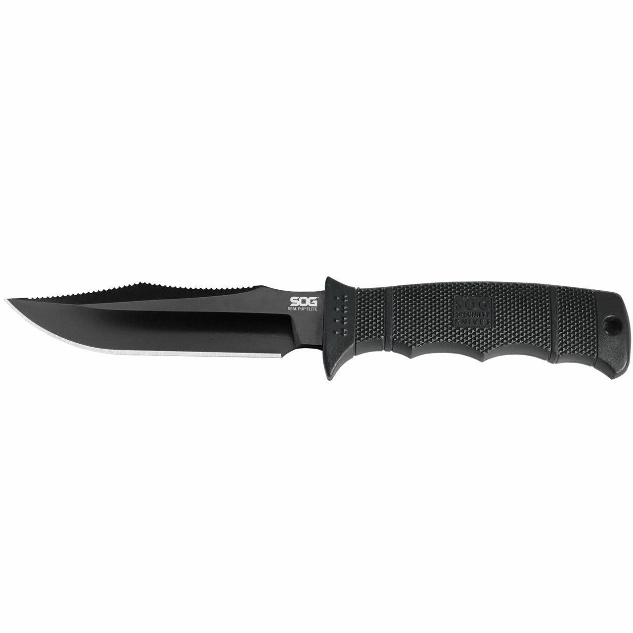 SOG SEAL Pup Elite Knife 4.85" Blade Black with Nylon Sheath Picture of Sog Specialty Knives Inc. SEAL PUP ELITE - NYLON SHEATH - BLACK TINI- STRAIGHT EDGE