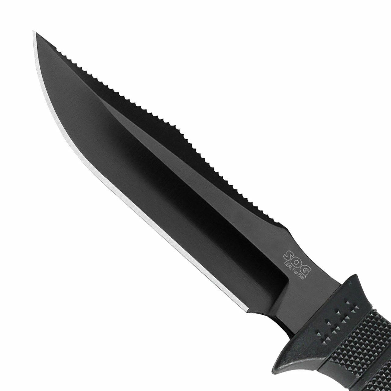SOG SEAL Pup Elite Knife 4.85" Blade Black with Nylon Sheath Picture of Sog Specialty Knives Inc. SEAL PUP ELITE - NYLON SHEATH - BLACK TINI- STRAIGHT EDGE