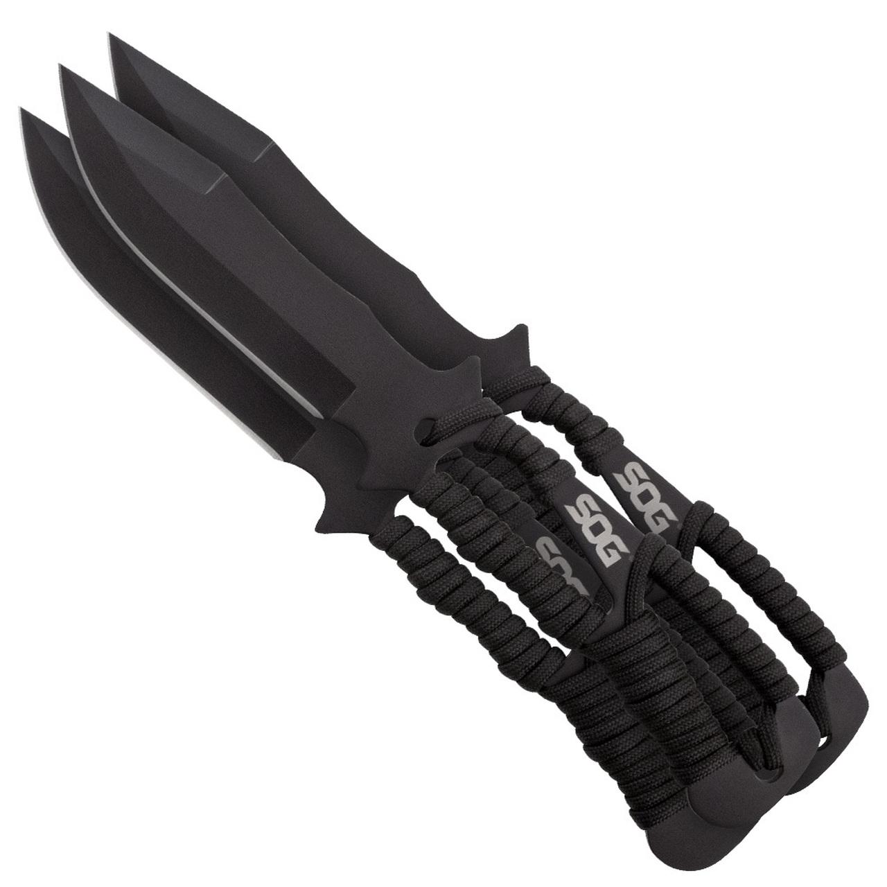 SOG Throwing Knives 4.4" Blade 3 Pack with Nylon Sheath Picture of Sog Specialty Knives Inc. THROWING KNIVES- 3 PACK-STAMPED- NYLON SHEATH