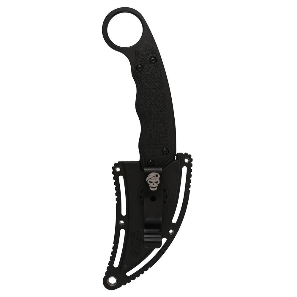 SOG Gambit Blackout Fixed Knife 2-3/5" Sheepsfoot Blade Black Picture of Sog Specialty Knives Inc. SOG GAMBIT 2.58'' SHEEPSFOOT BLADE BLISTER PACK
