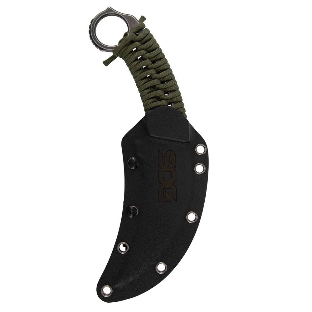 SOG Gambit XL Fixed Knife 4" Karambit Blade OD Green Box Picture of Sog Specialty Knives Inc. SOG GAMBIT XL 4'' BLADE BLACK STONEWASH BOX
