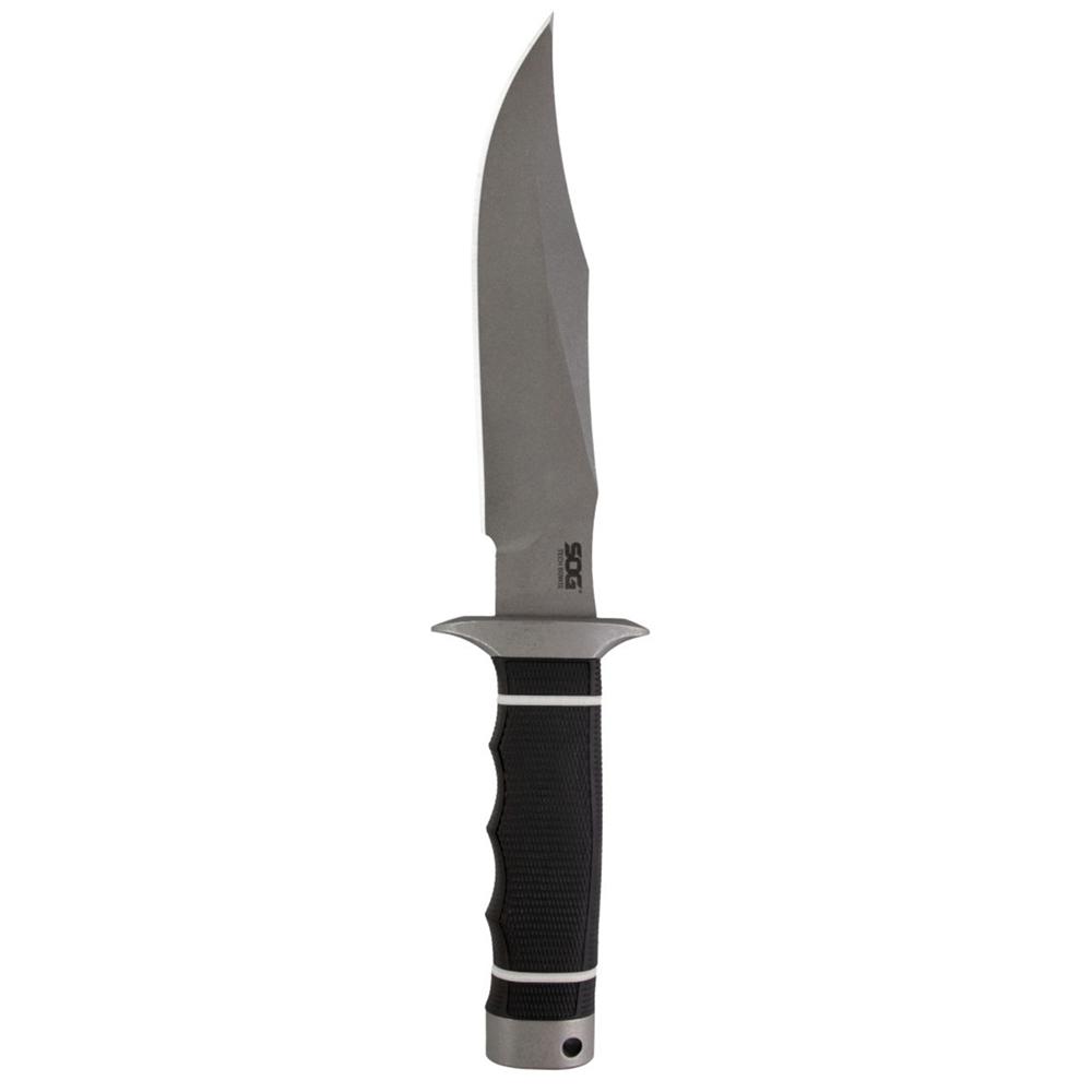 SOG Knives Tech Bowie Knife 6-2/5" Fixed Clip Point Blade Black Box Picture of Sog Specialty Knives Inc. SOG TECH BOWIE STONEWASH 6.4'' BLADE BOX