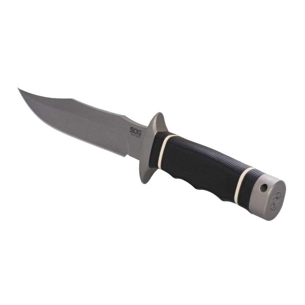 SOG Knives Tech Bowie Knife 6-2/5" Fixed Clip Point Blade Black Box Picture of Sog Specialty Knives Inc. SOG TECH BOWIE STONEWASH 6.4'' BLADE BOX