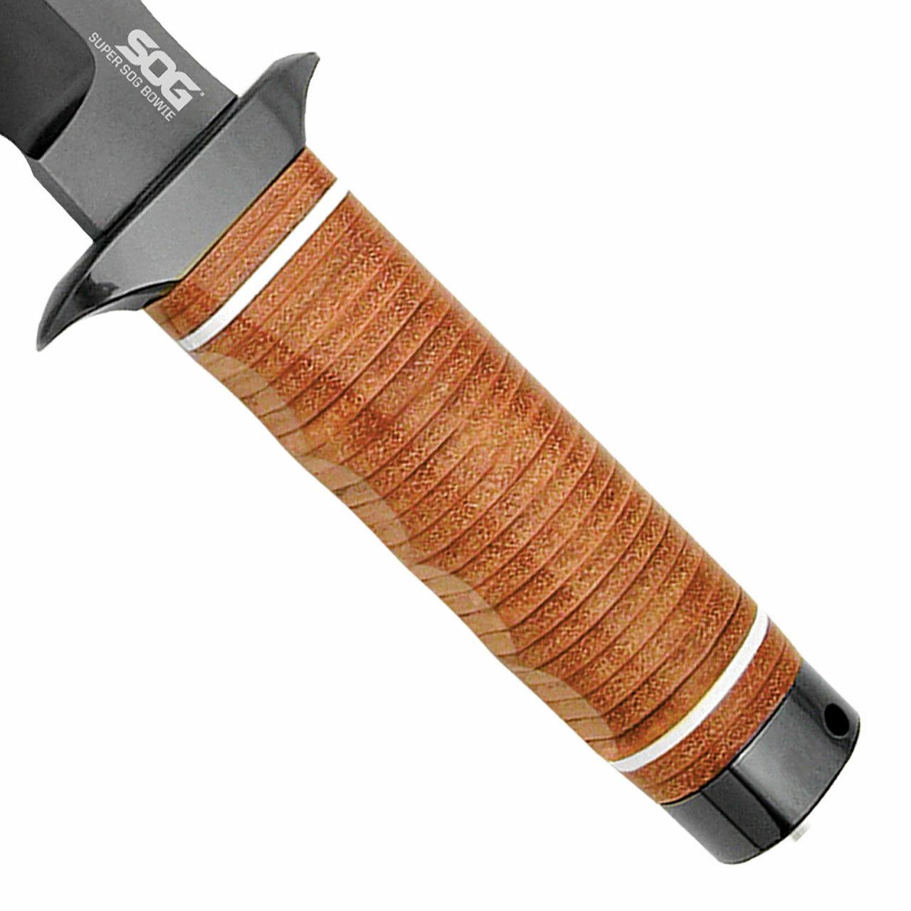 SOG Super SOG Bowie Knife 7.5" Blade Brown Leather Picture of Sog Specialty Knives Inc. SUPER SOG BOWIE