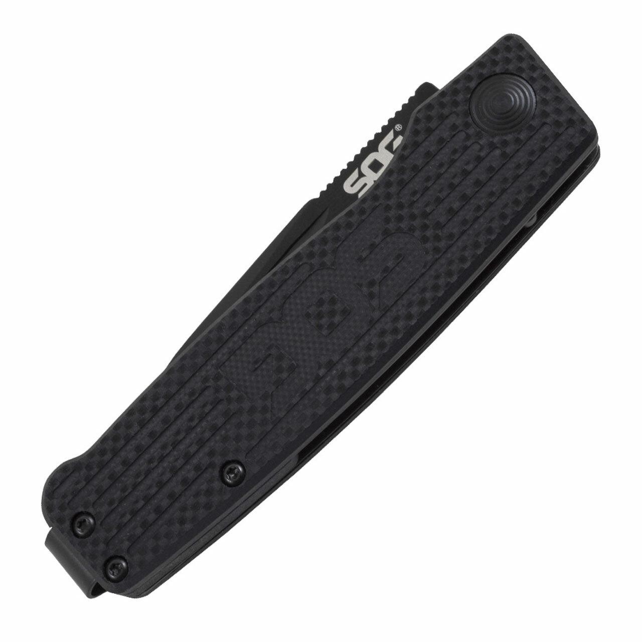 SOG Terminus Bowie Folding Knife 3" Blade Black Picture of Sog Specialty Knives Inc. TERMINUS SJ LTE - CARBON and GOLD