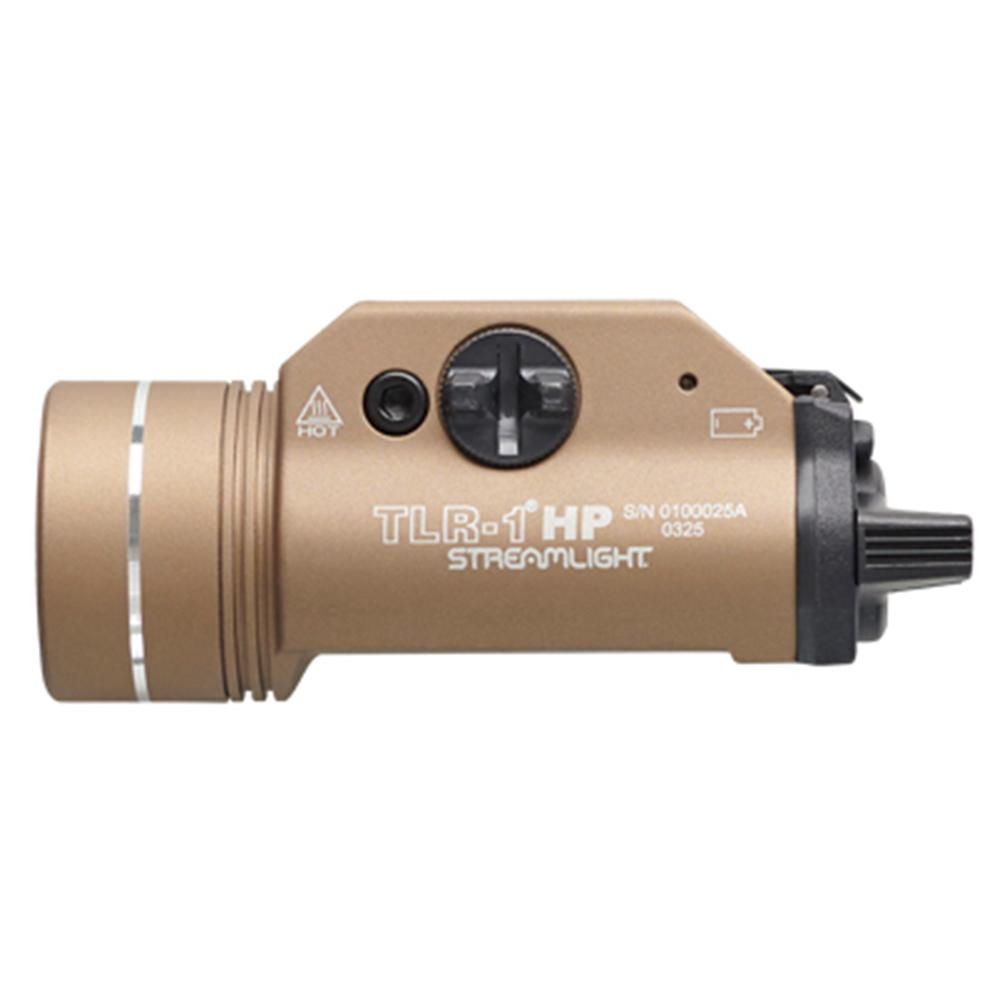 Streamlight TLR-1 HP Handgun Weapon Light 1000 Lumen FDE Picture of Streamlight Streamlight TLR-1 HP w/rail locating keys & (2) CR123A lithium battery FDE