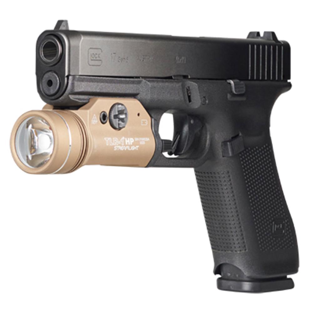 Streamlight TLR-1 HP Handgun Weapon Light 1000 Lumen FDE Picture of Streamlight Streamlight TLR-1 HP w/rail locating keys & (2) CR123A lithium battery FDE