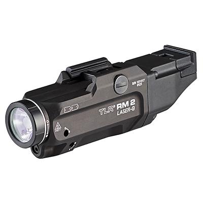 Streamlight TLR RM 2 Laser-G Rail Mounted Tactical Lighting System 1000 Lumen Black Picture of Streamlight 1000 Lumen Long Gun Light with Integrated Green Laser