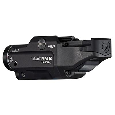 Streamlight TLR RM 2 Laser-G Rail Mounted Tactical Lighting System 1000 Lumen Black Picture of Streamlight 1000 Lumen Long Gun Light with Integrated Green Laser