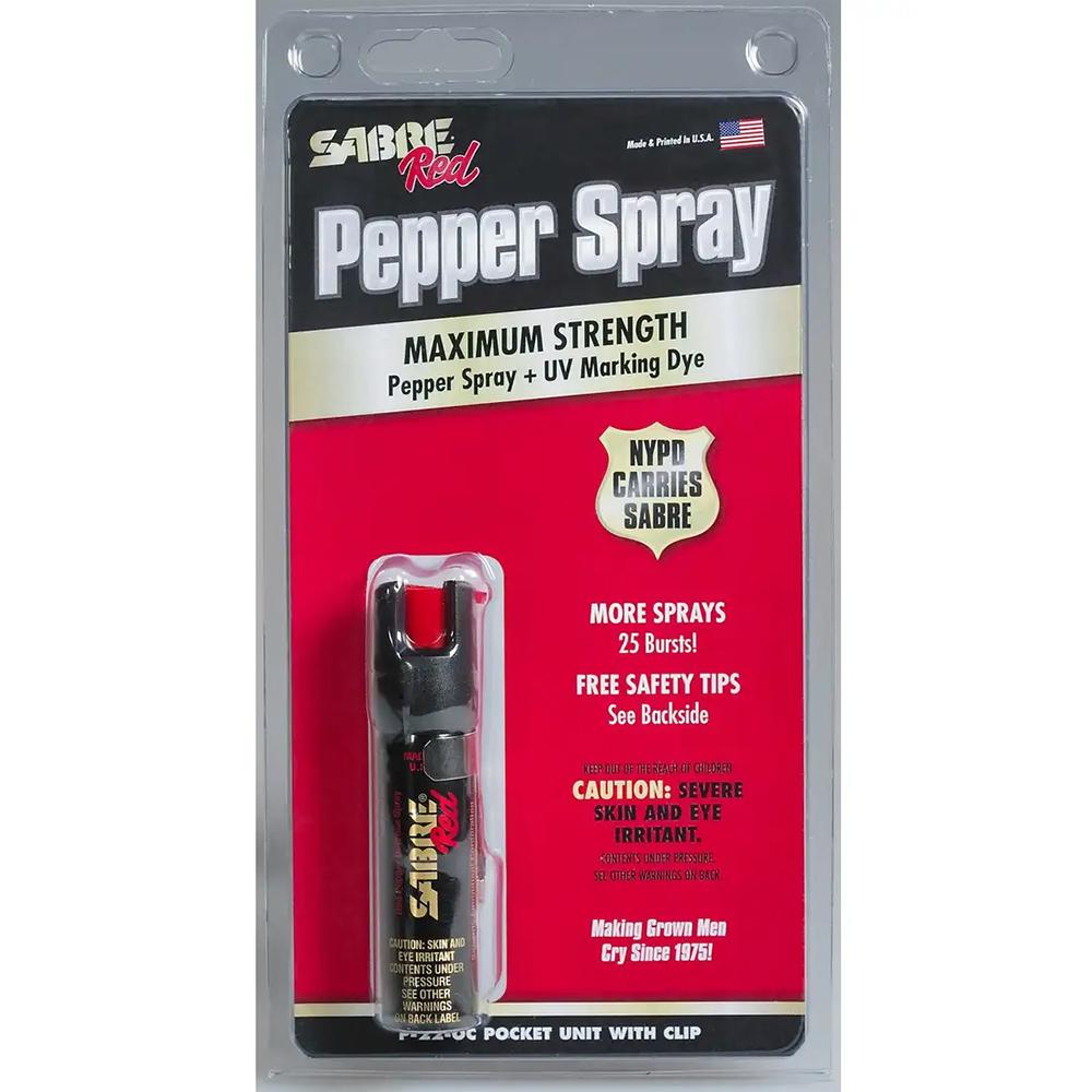 SABRE Pocket Pepper Spray with Clip .75 oz Picture of Security Equipment Corporation SABRE .75 oz pocket unit w/clip