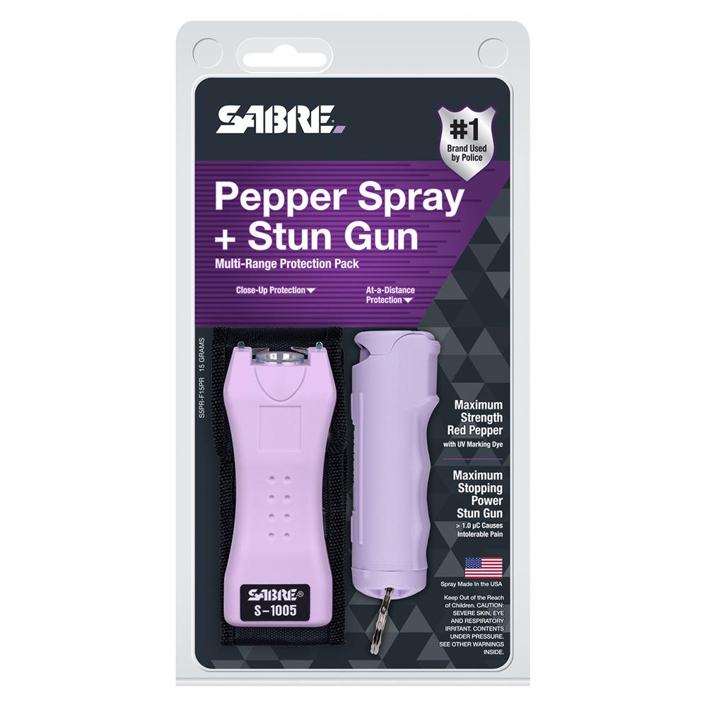 Sabre Pepper Spray and 2-in-1 Stun Gun Multi-Range Protection Pack Purple Picture of Security Equipment Corporation SABRE S-1005-PR + F15-PROC