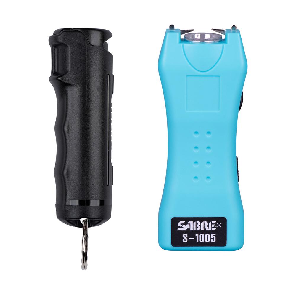Sabre Pepper Spray and 2-in-1 Stun Gun Multi-Range Protection Pack Black Teal Picture of Security Equipment Corporation SABRE S-1005-TQ + F15-BKOC