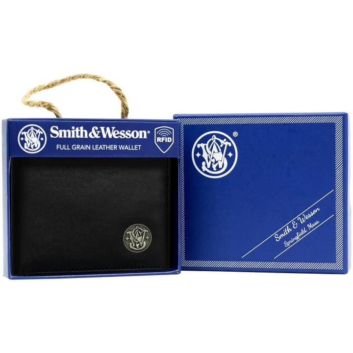 Smith & Wesson Men's Genuine Leather Wallet 12pc Counter Display Picture of Rugged Rare Smith & Wesson Men's Genuine Leather Wallet 12pc Display