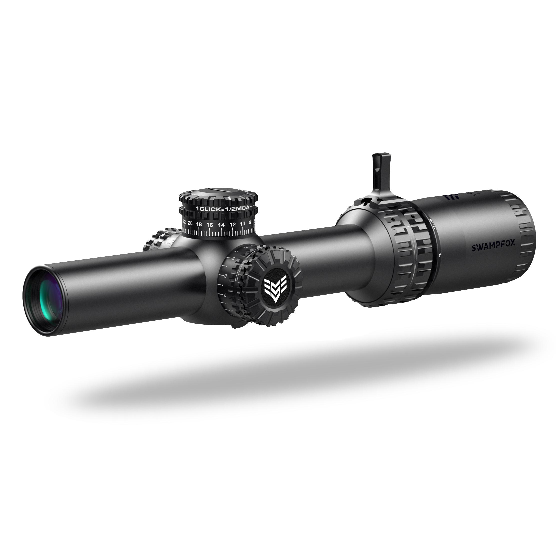 Swampfox Arrowhead LPVO Series Rifle Scope 1-8x24 30mm SFP IR Green MOA Black Picture of 10 Ring Swampfox Arrowhead Series 1-8X24 SFP IR Green MOA 30mm Tube Riflescope