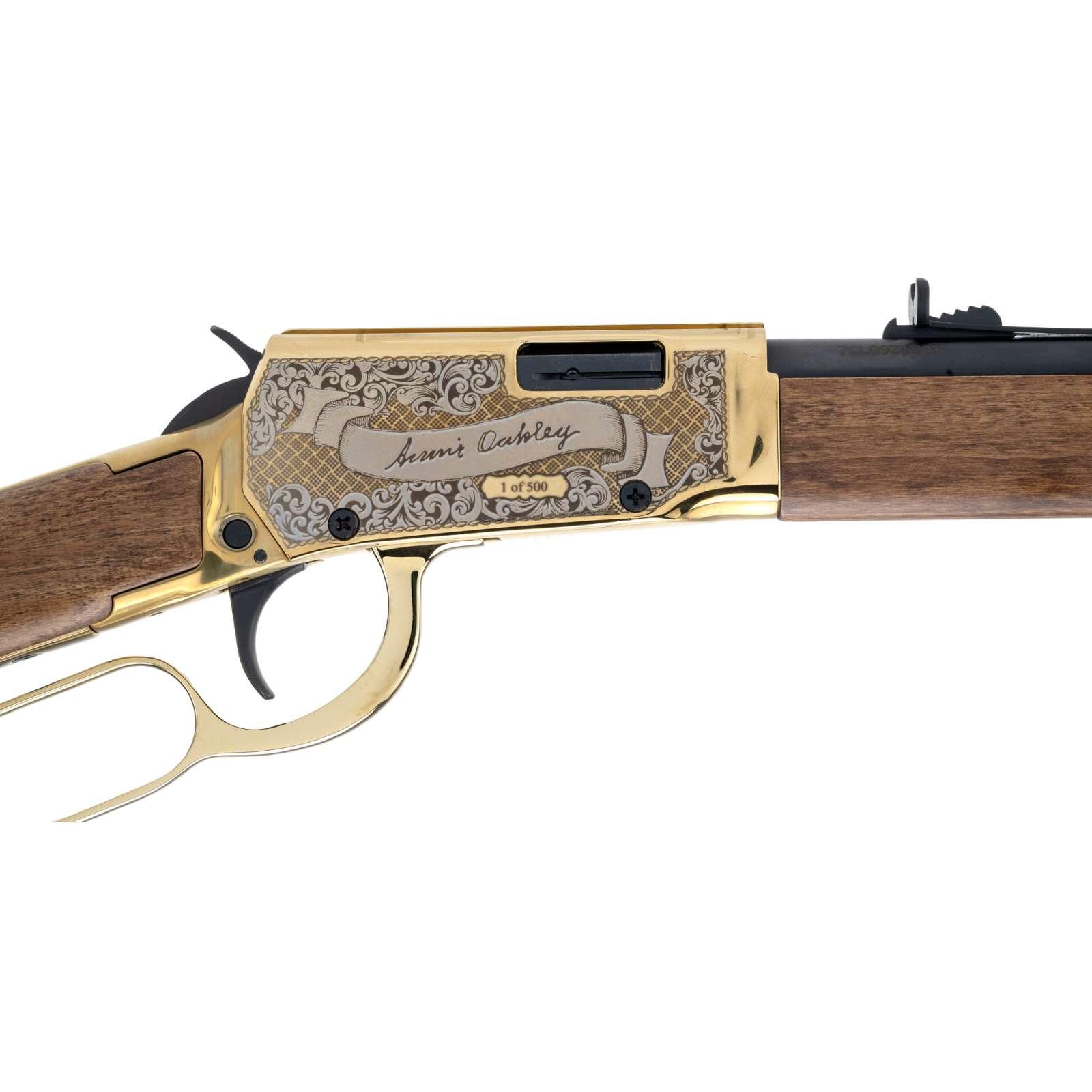 Rossi Rio Bravo Annie Oakley Engraved PVD Gold Rifle .22 LR 15rd Capacity 18' Barrel Wood Stock Picture of Taurus InternationalInc - Rossi ROSSI RIO BRAVO 22LR 18?? 15RDS PVD GOL/HW A.O