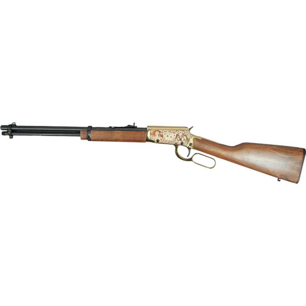 Rossi Rio Bravo "Wild Bill Hickok" Lever Action Rifle 22 LR 15rd Capacity 18" Barrel Gold Finish/Hardwood Stock Picture of Taurus InternationalInc - Rossi ROSSI RIO BRAVO 22LR 18? 15-RDS PVD GOLD HW WILD BILL HICKOK