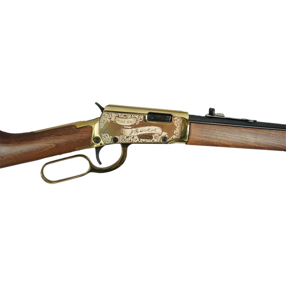 Rossi Rio Bravo "Wild Bill Hickok" Lever Action Rifle 22 LR 15rd Capacity 18" Barrel Gold Finish/Hardwood Stock Picture of Taurus InternationalInc - Rossi ROSSI RIO BRAVO 22LR 18? 15-RDS PVD GOLD HW WILD BILL HICKOK