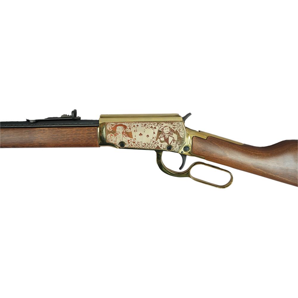 Rossi Rio Bravo "Wild Bill Hickok" Lever Action Rifle 22 LR 15rd Capacity 18" Barrel Gold Finish/Hardwood Stock Picture of Taurus InternationalInc - Rossi ROSSI RIO BRAVO 22LR 18? 15-RDS PVD GOLD HW WILD BILL HICKOK