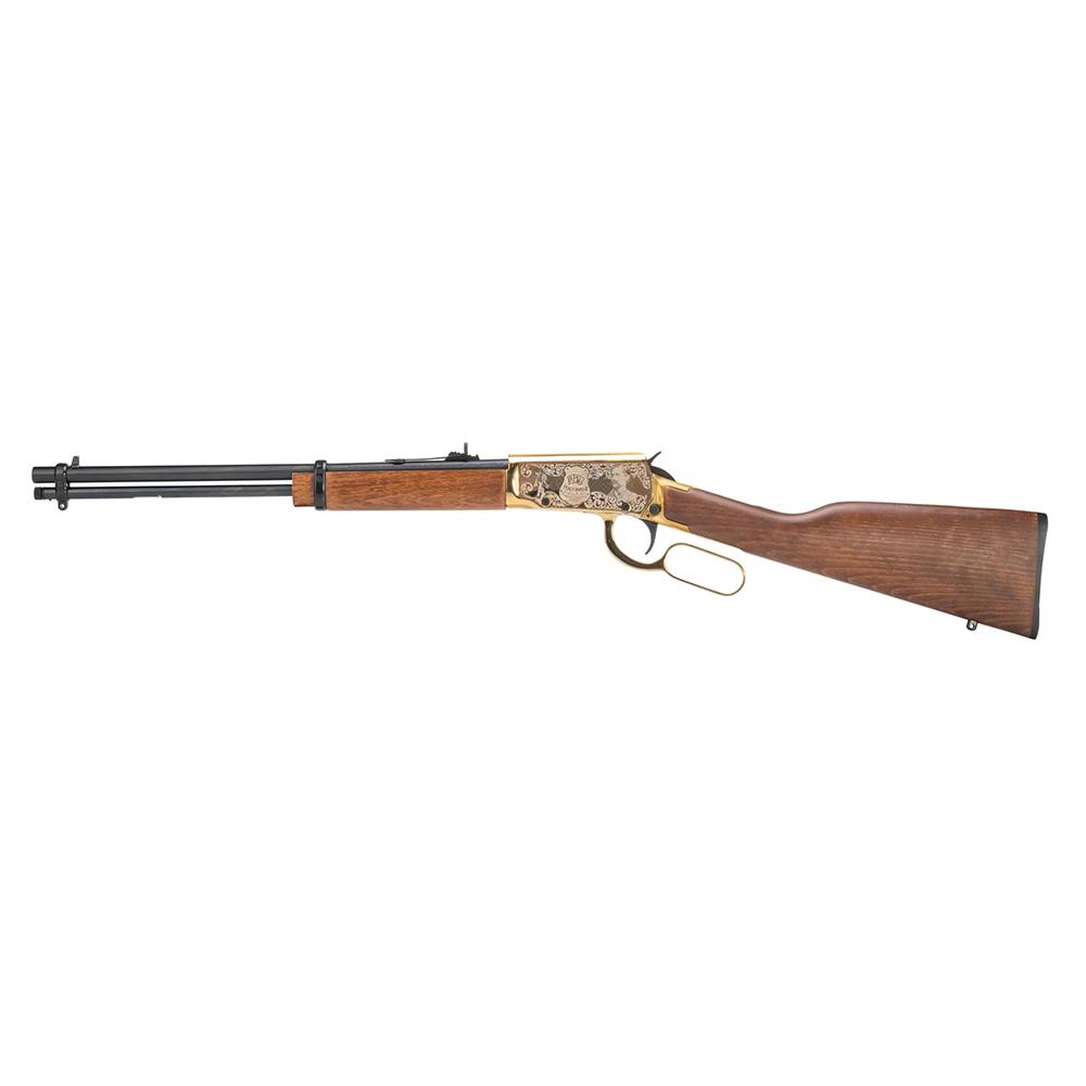 Rossi Rio Bravo Wyatt Earp Engraved PVD Gold Rifle .22 LR 15rd Capacity 18' Barrel Wood Stock Picture of Taurus InternationalInc - Rossi ROSSI RIO BRAVO 22LR 18? 15-RDS PVD GOLD HW WYATT EARP