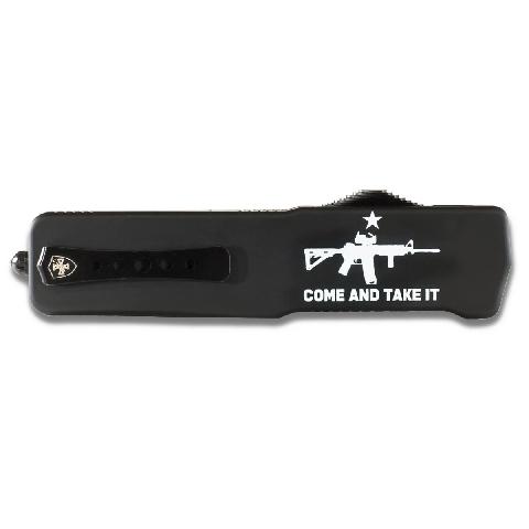 Templar Knife Large Come And Take It AR OTF Knife 3-1/2" Serrated Dagger Black Picture of Templar Knife Templar Knives Large Come And Take It AR Dagger Serrated Black