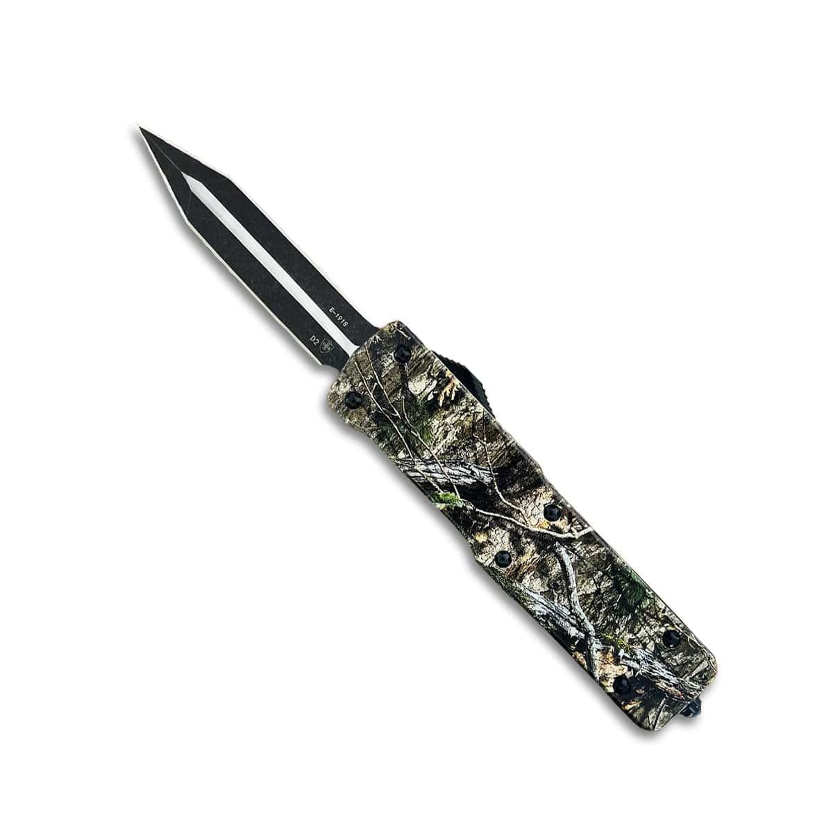 Templar Knife Premium Weighted Large Knife 3-1/2" D2 Dagger Blade Mossy Country DNA Picture of Templar Knife Large Zinc Mossy Oak DNA Dagger Black D2