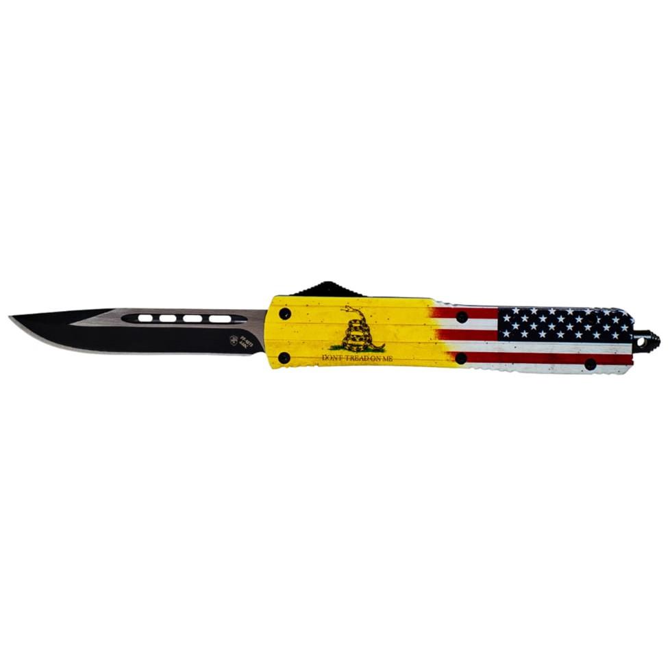 Templar Knife Slim Knife 3-1/2" Drop Point Blade Don't Tread on Me US Flag Picture of Templar Knife Templar Knives Slim Don't Tread on Me Drop Black